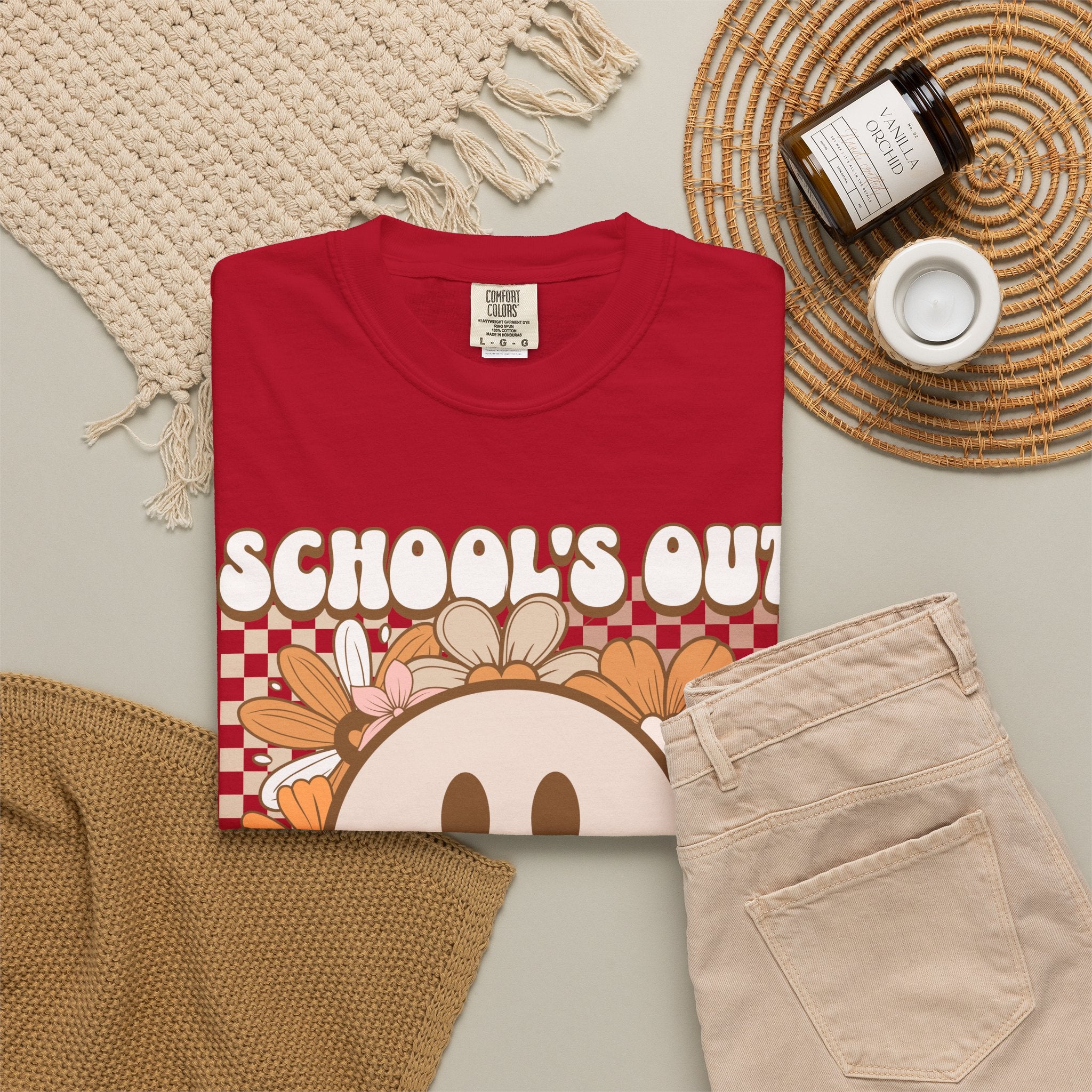 School's Out For Summer T-Shirt — Retro Smiley Floral Vacation Tee