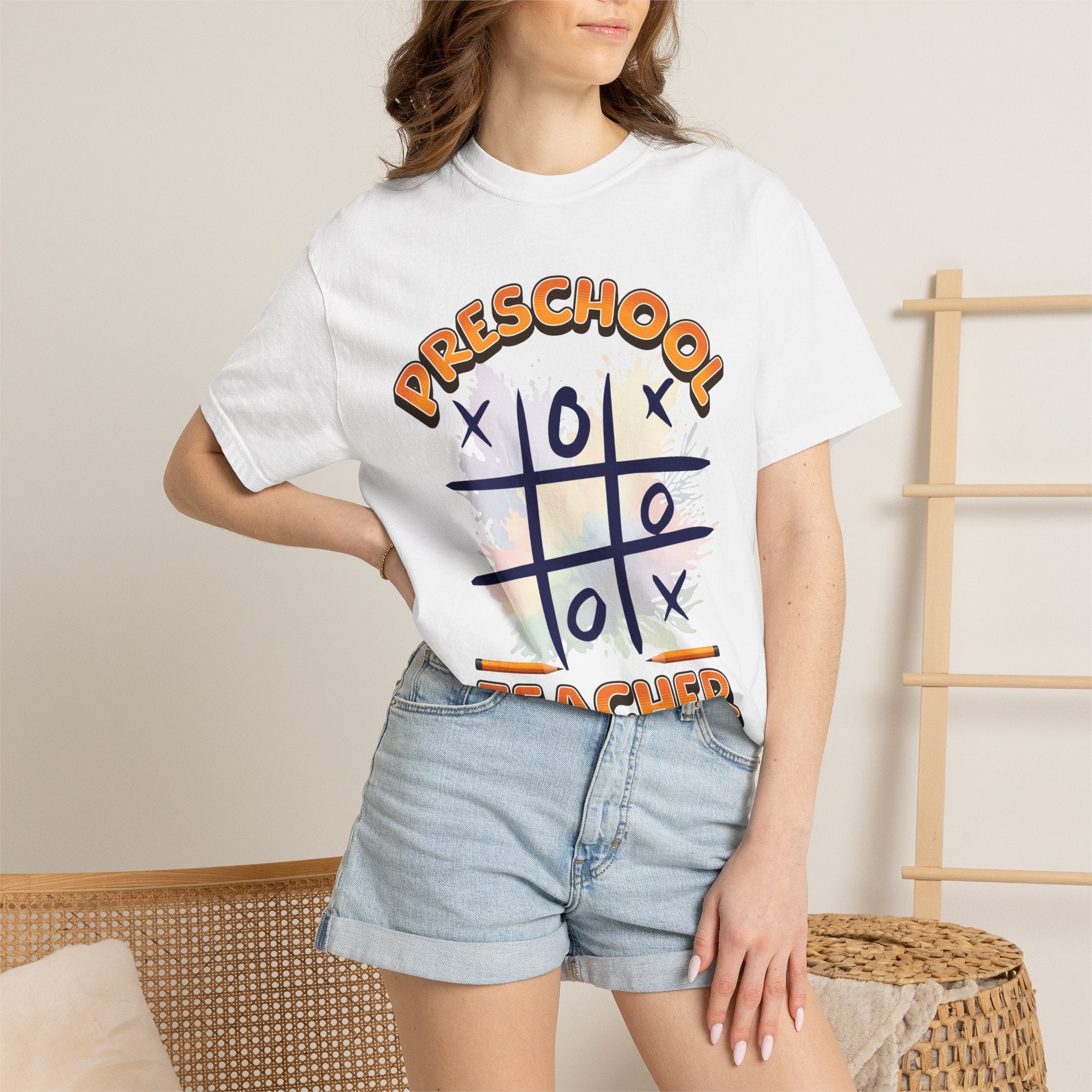 Preschool Teacher Tic-Tac-Toe T-Shirt — Hello Kindergarten Classroom Tee