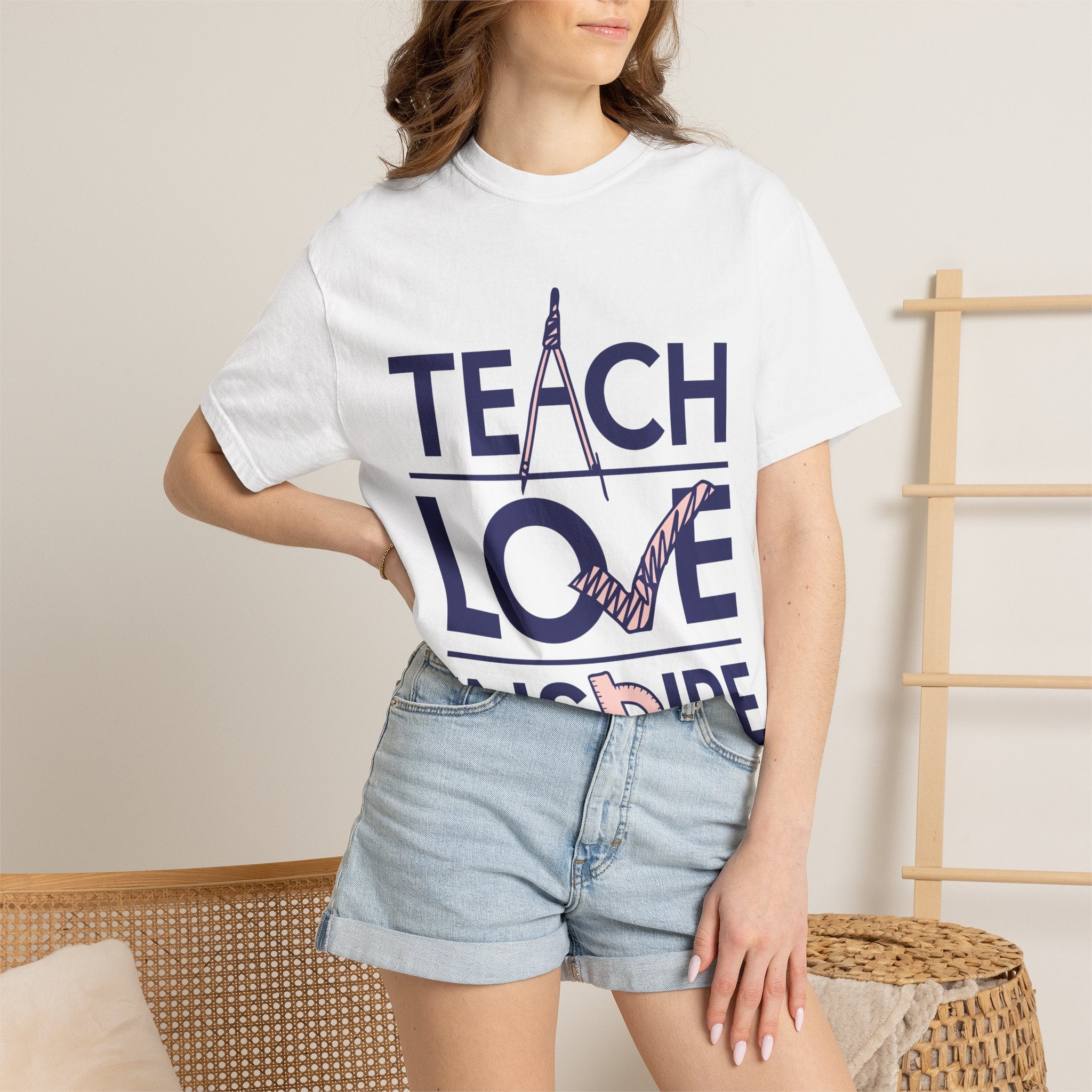 Teach Love Inspire T-Shirt — Teacher Appreciation Tee with Pencil & Checkmark Design