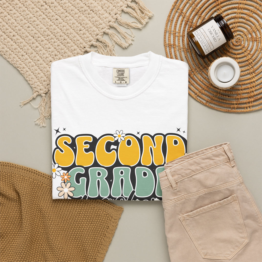 Second Grade Teacher T-Shirt — Retro Floral Classroom Tee