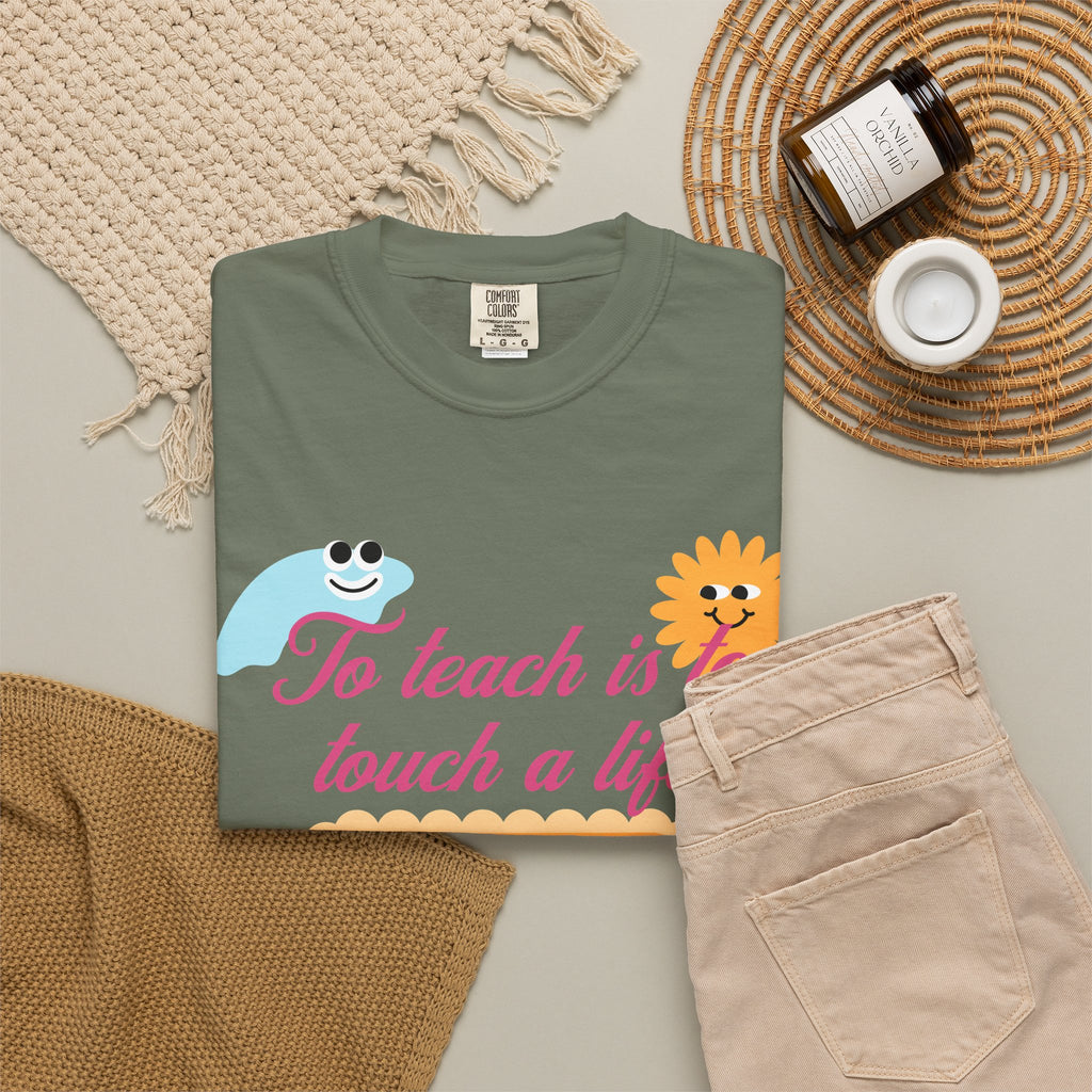 Teacher Appreciation T-Shirt — "To Teach Is to Touch a Life Forever" Cute Cartoon Design