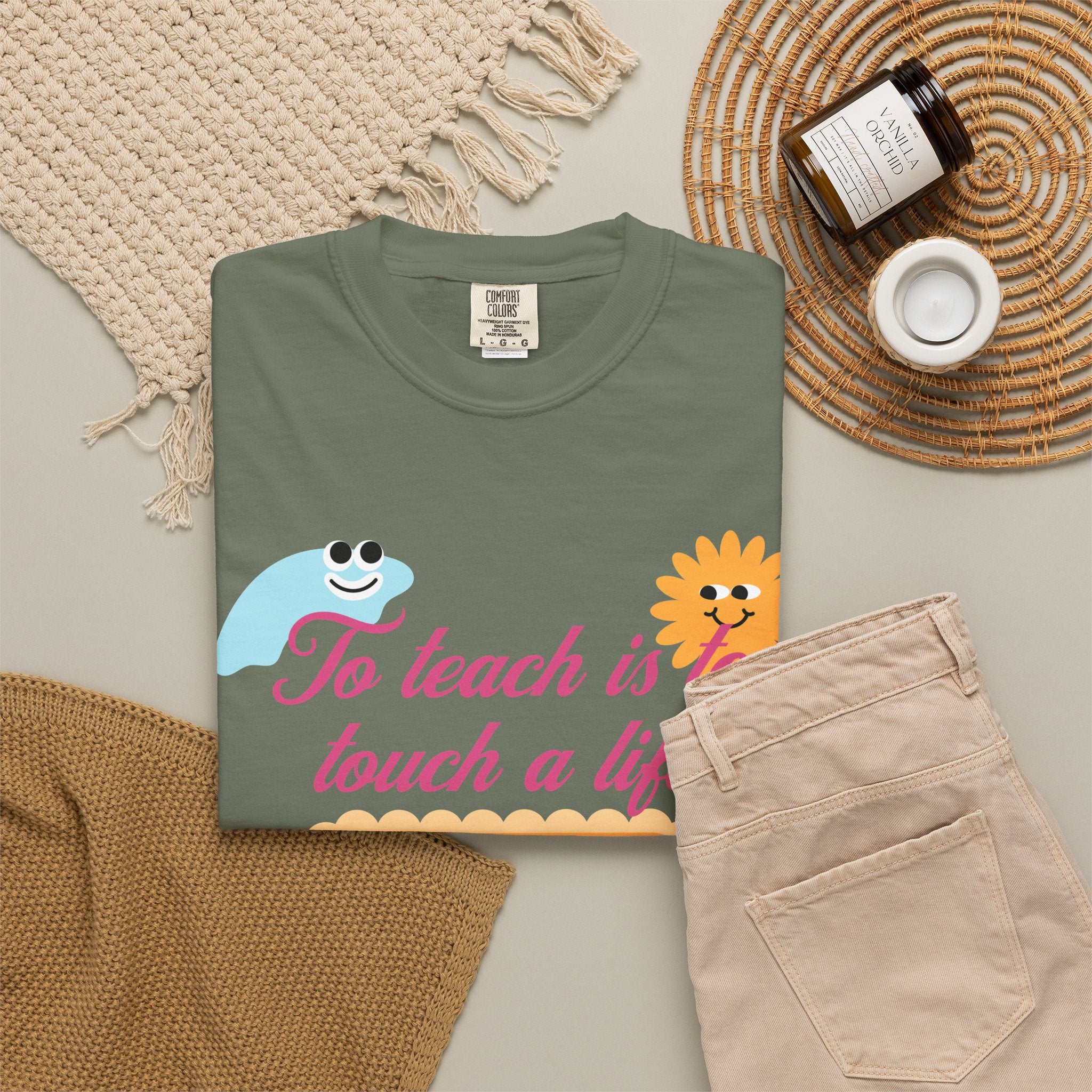 Teacher Appreciation T-Shirt — "To Teach Is to Touch a Life Forever" Cute Cartoon Design