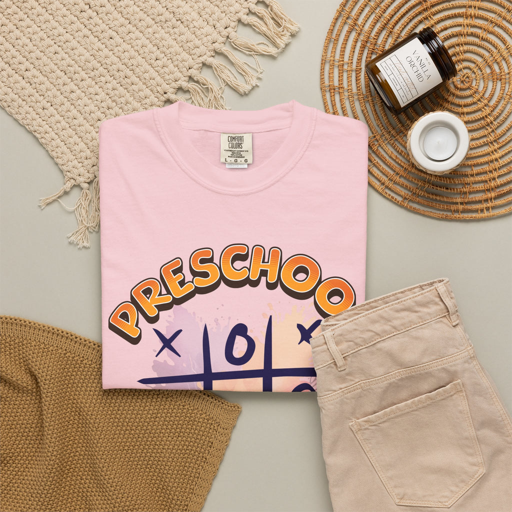 Preschool Teacher Tic-Tac-Toe T-Shirt — Hello Kindergarten Classroom Tee