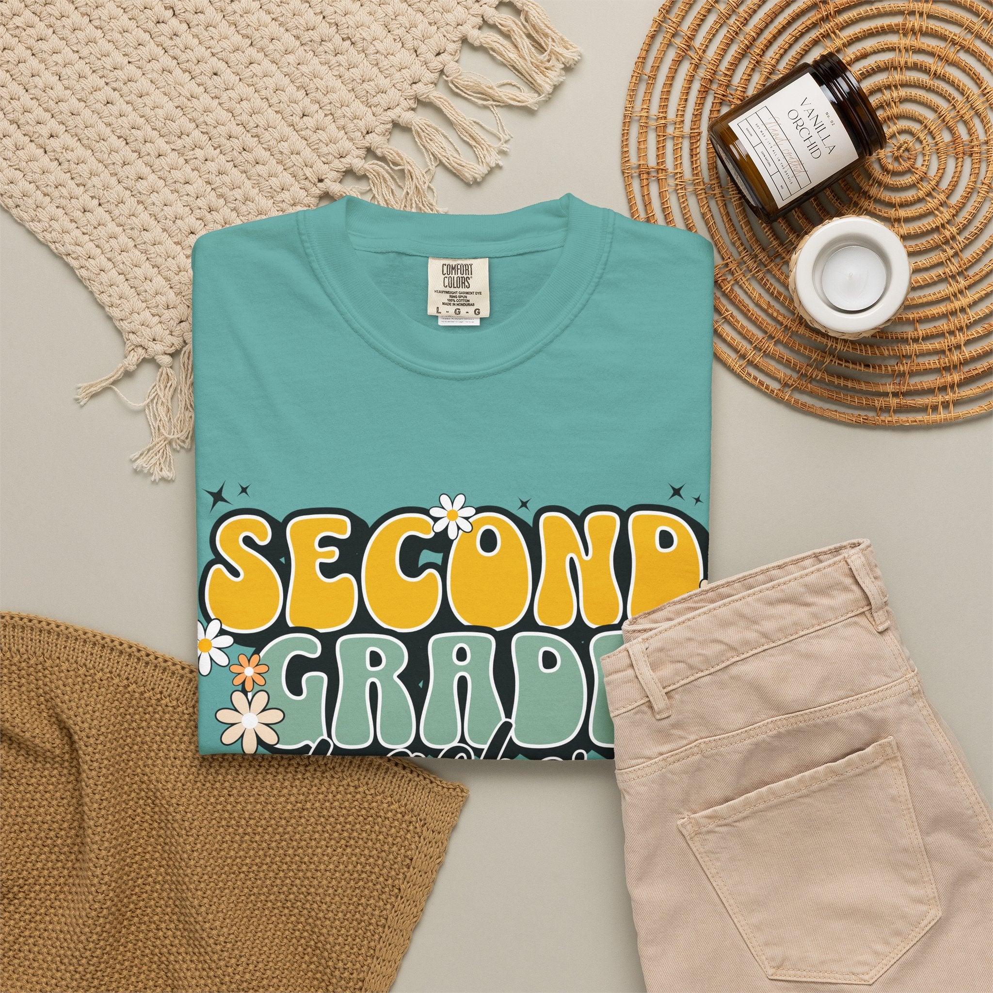 Second Grade Teacher T-Shirt — Retro Floral Classroom Tee