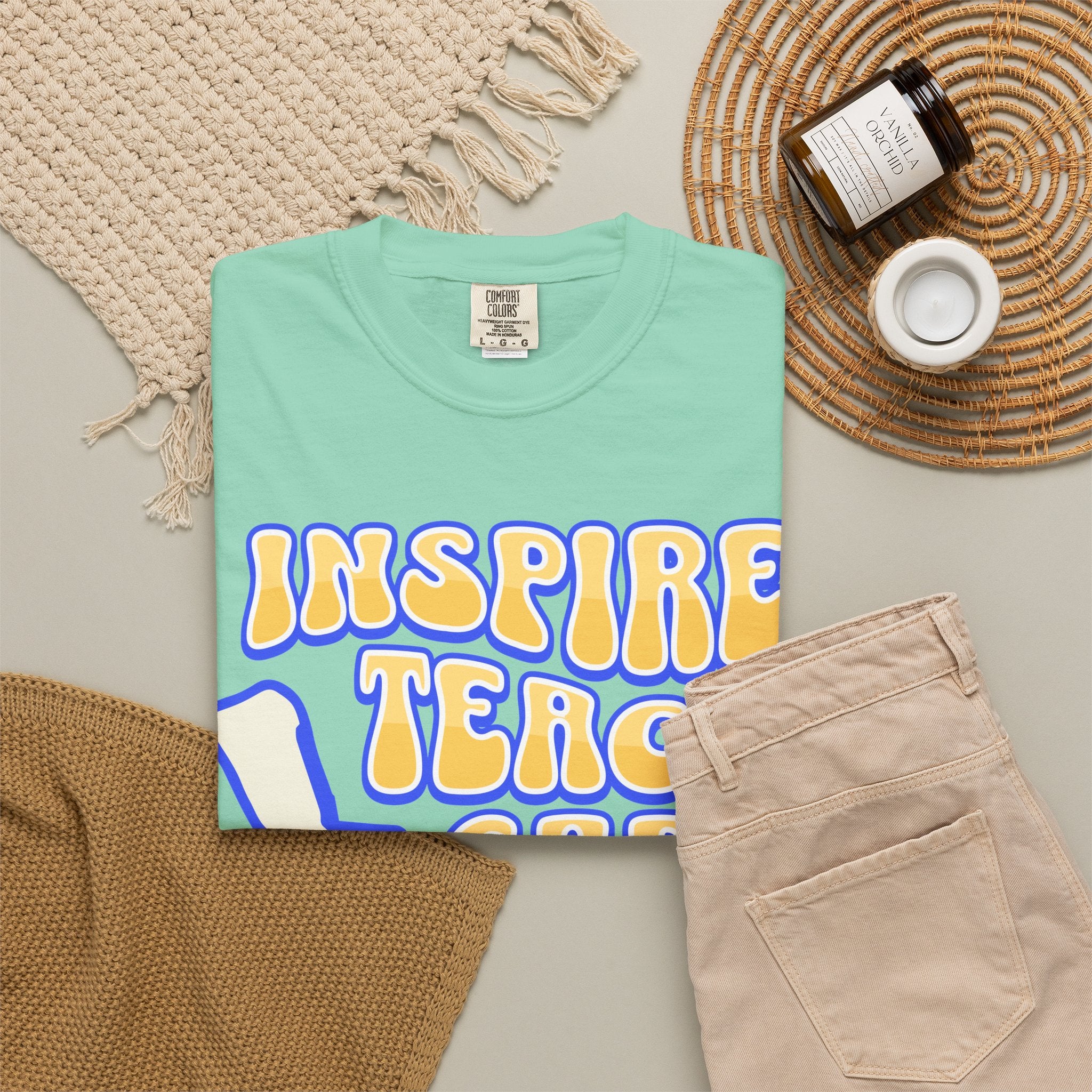 Inspire Teach Care Love T-Shirt — Retro Teacher Appreciation Tee