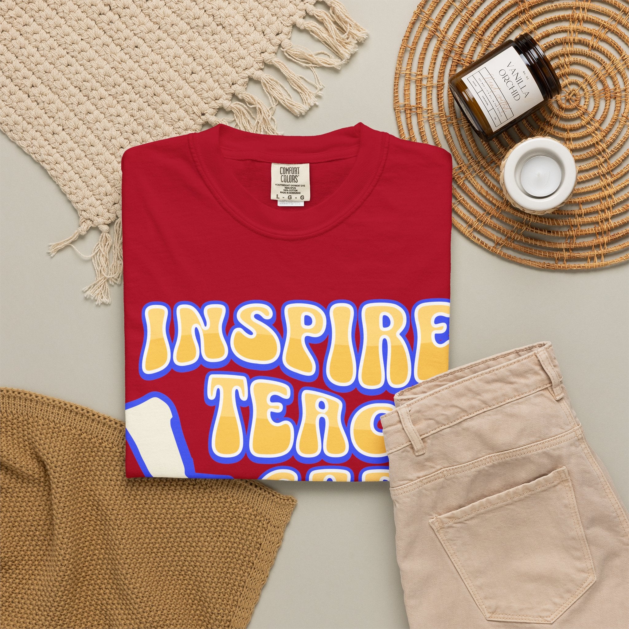 Inspire Teach Care Love T-Shirt — Retro Teacher Appreciation Tee