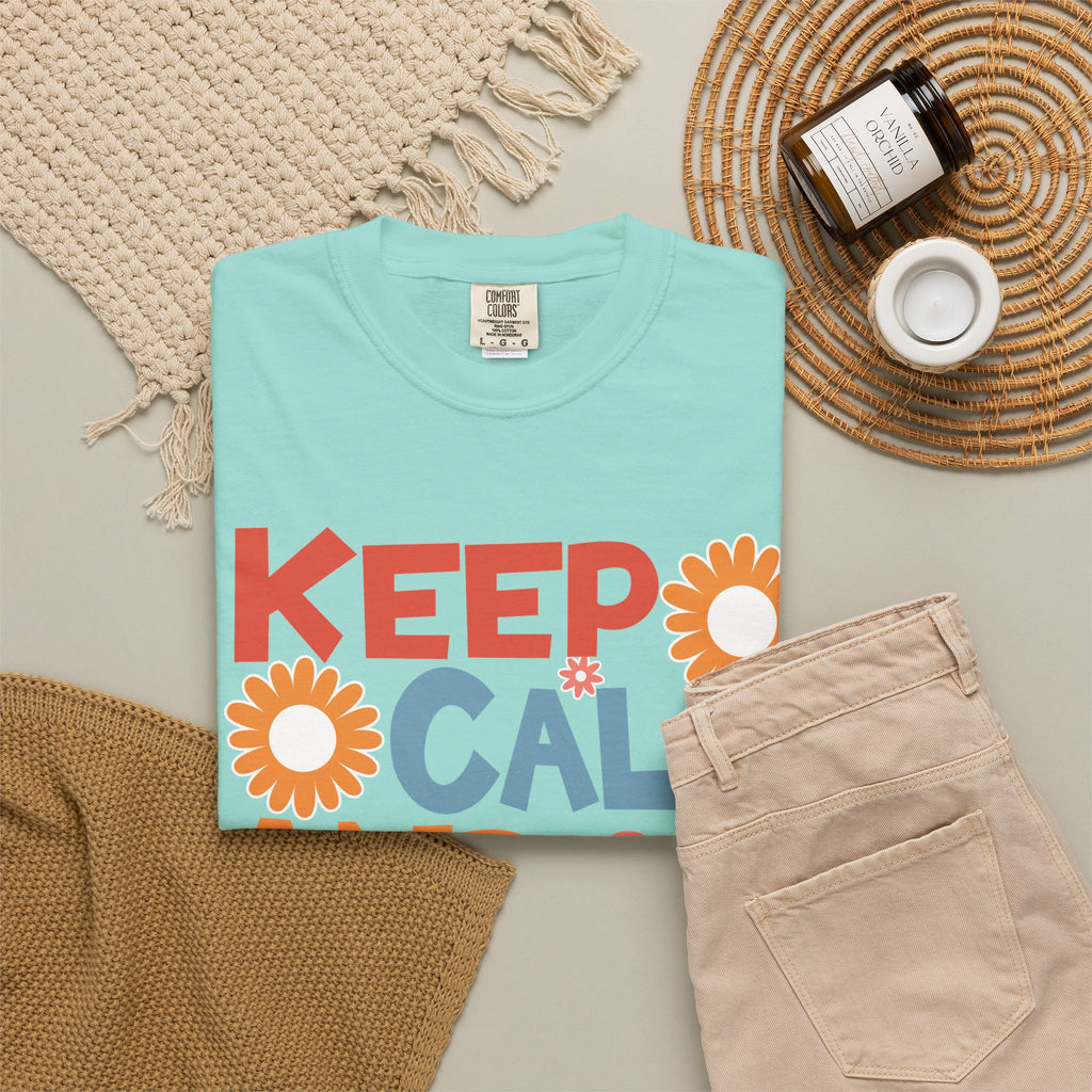 Keep Calm and Teach On T-Shirt — Retro Floral Teacher Tee