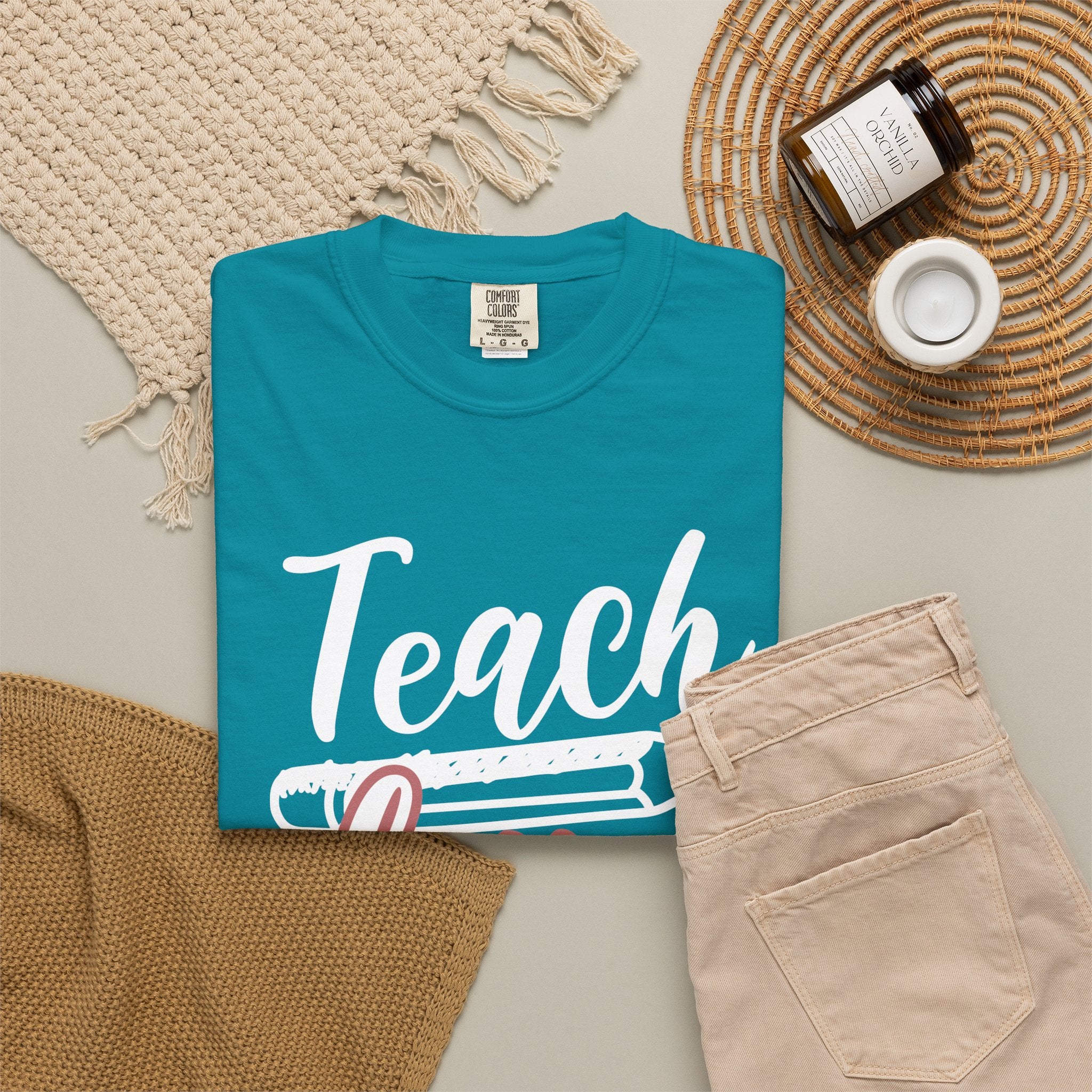 Teach Love Inspire Teacher T‑Shirt — Cute Floral Pencil School Gift