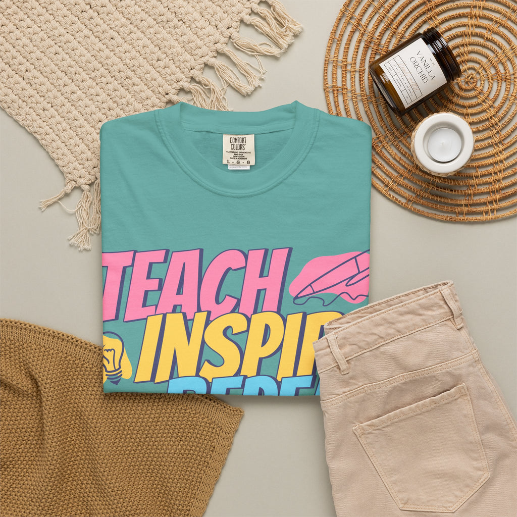 Teach Inspire Repeat T-Shirt — Colorful Teacher Appreciation Tee