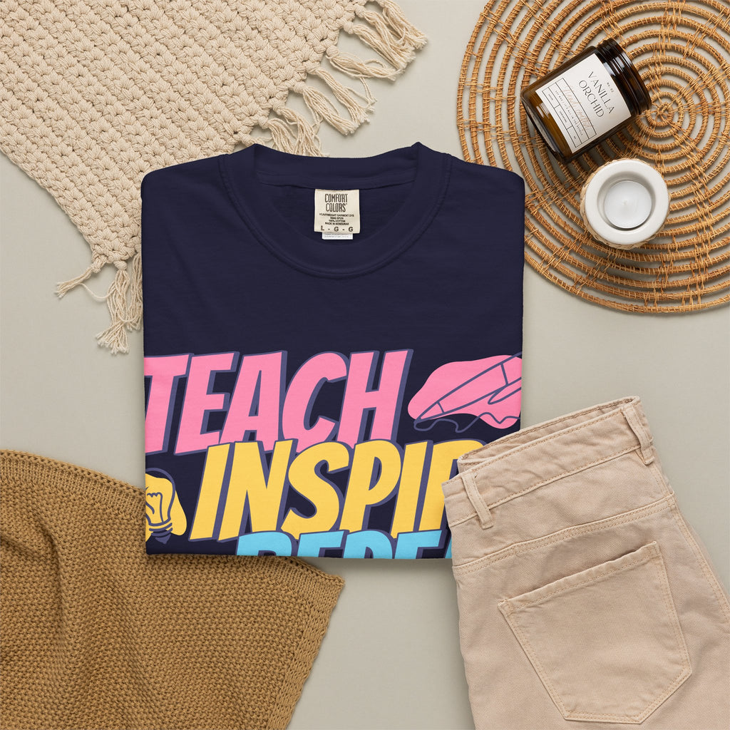 Teach Inspire Repeat T-Shirt — Colorful Teacher Appreciation Tee