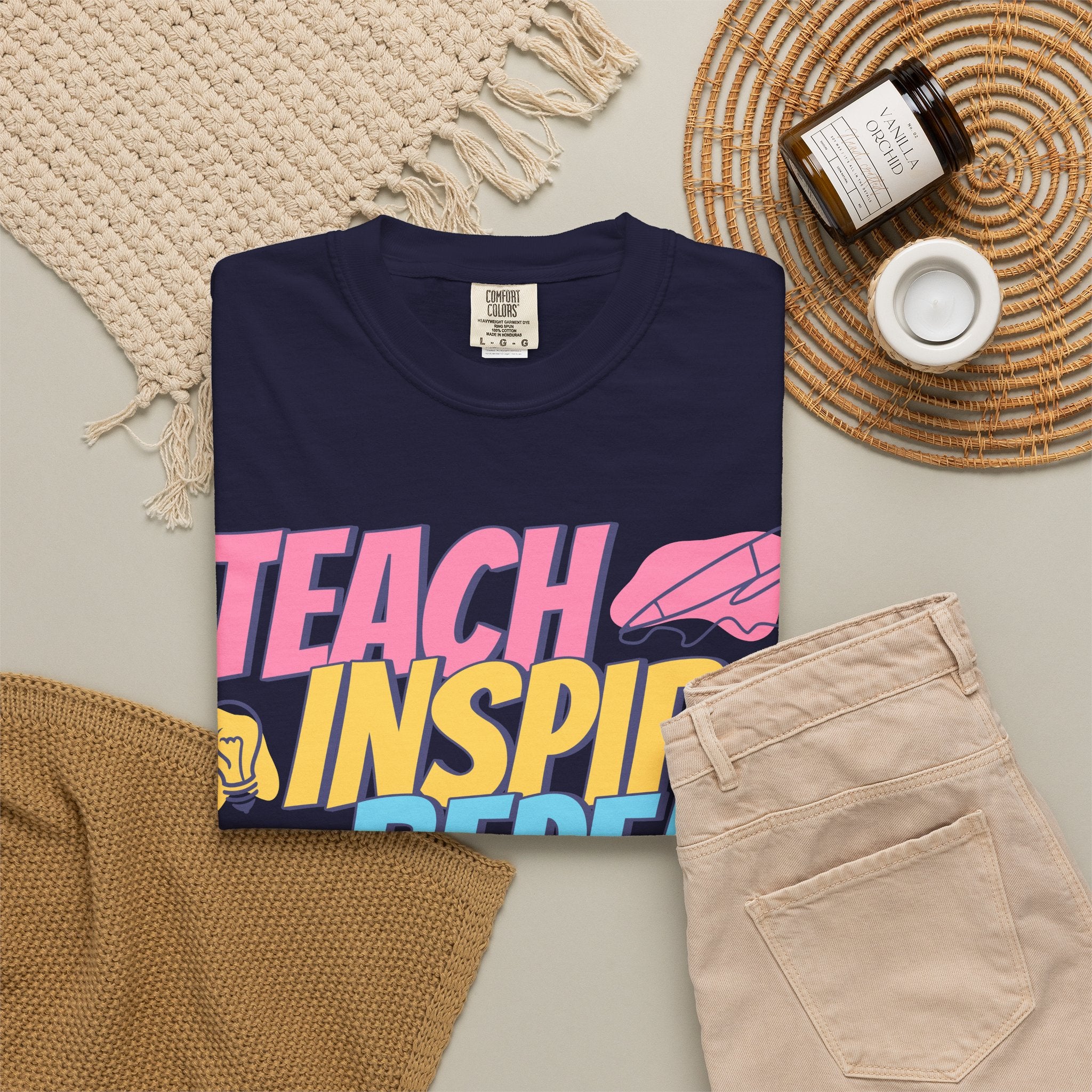 Teach Inspire Repeat T-Shirt — Colorful Teacher Appreciation Tee