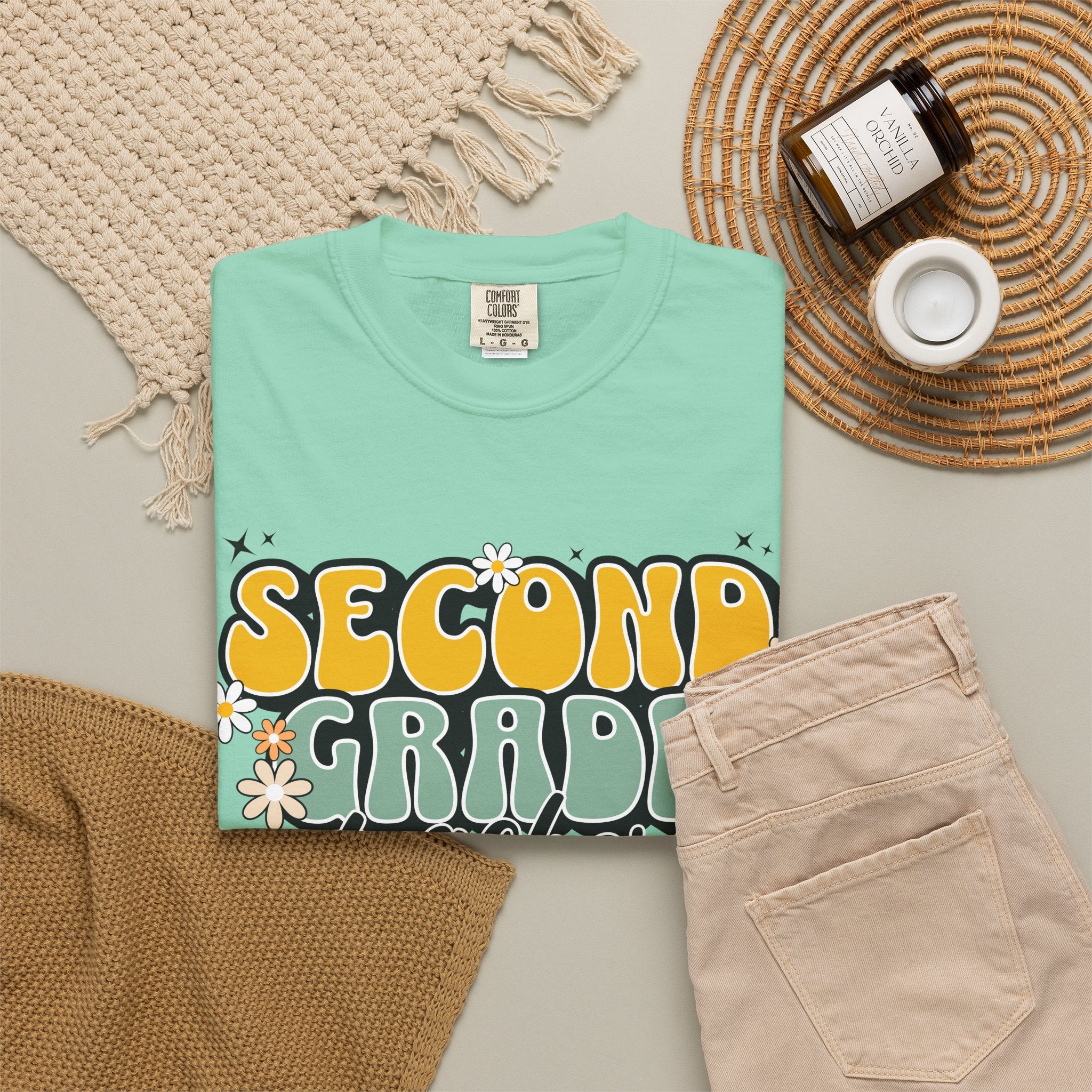 Second Grade Teacher T-Shirt — Retro Floral Classroom Tee