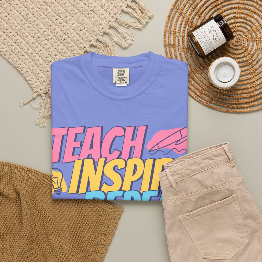 Teach Inspire Repeat T-Shirt — Colorful Teacher Appreciation Tee