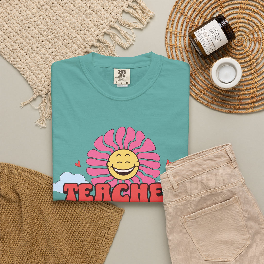 Teacher Vibes Retro Sunflower T-Shirt