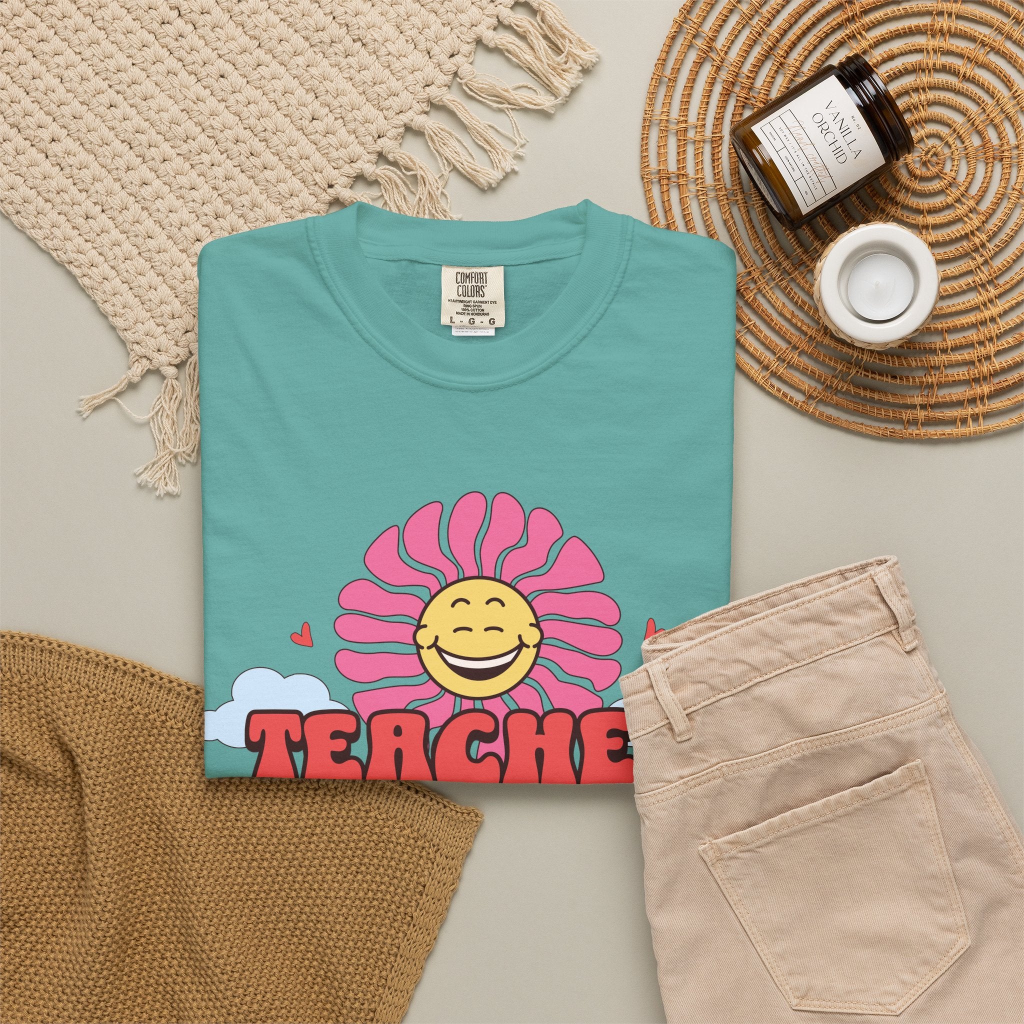 Teacher Vibes Retro Sunflower T-Shirt