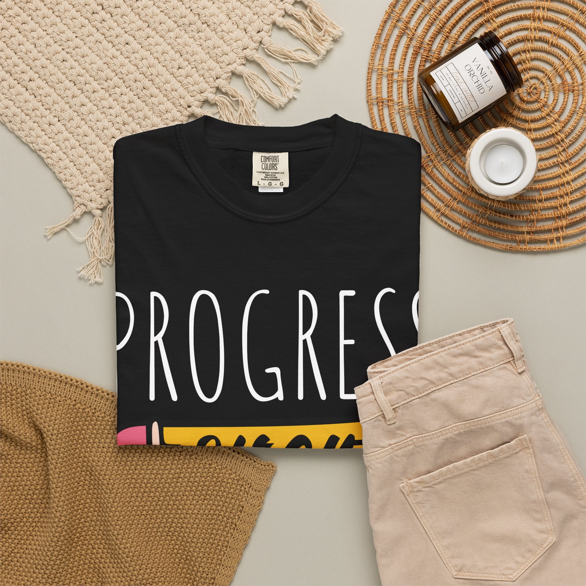 Progress Over Perfection T-Shirt – Motivational Teacher Pencil Design