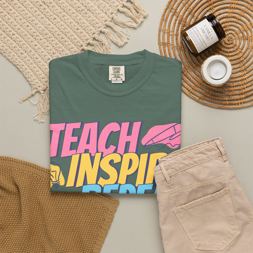 Teach Inspire Repeat T-Shirt — Colorful Teacher Appreciation Tee
