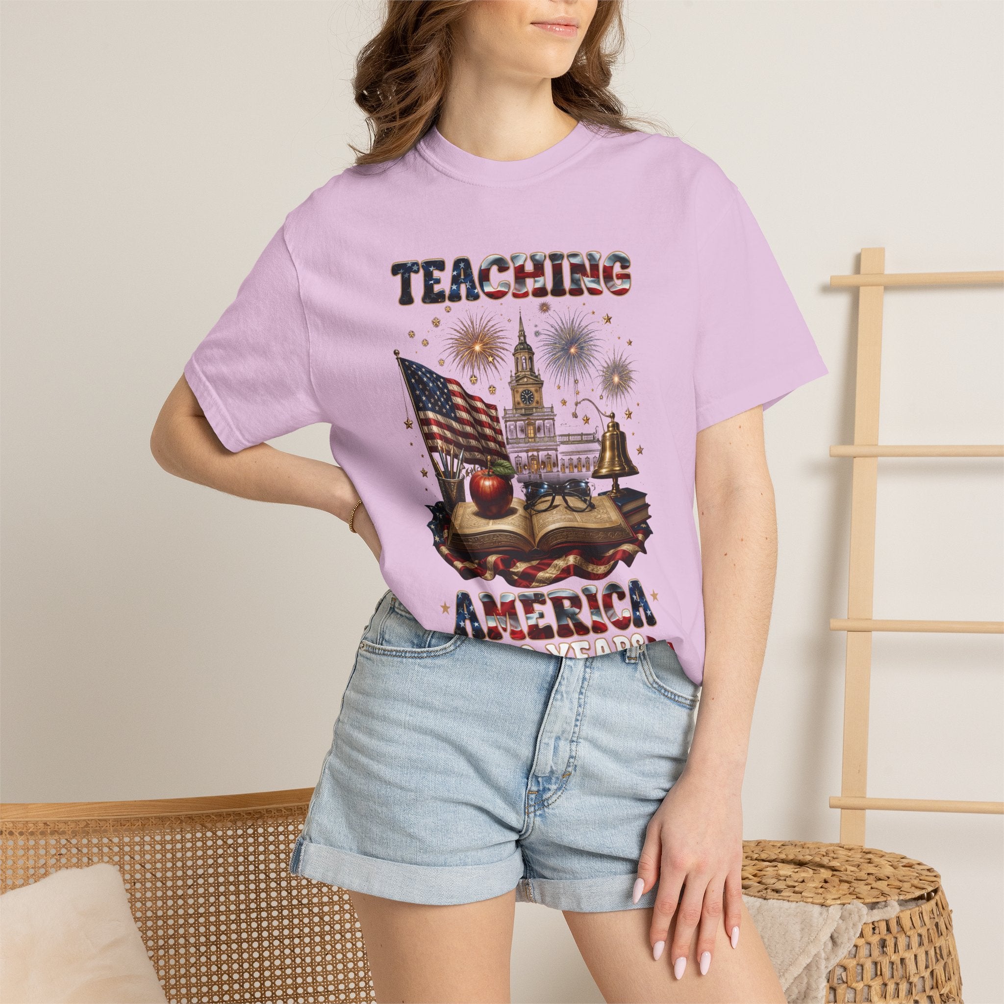 Teaching America 250 Years T-Shirt — Patriotic Teacher Tee (Inspiring Young Minds)