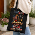 Patriotic Teacher Tote Bag — "Teaching America 250 Years" Liberty Schoolbook Design